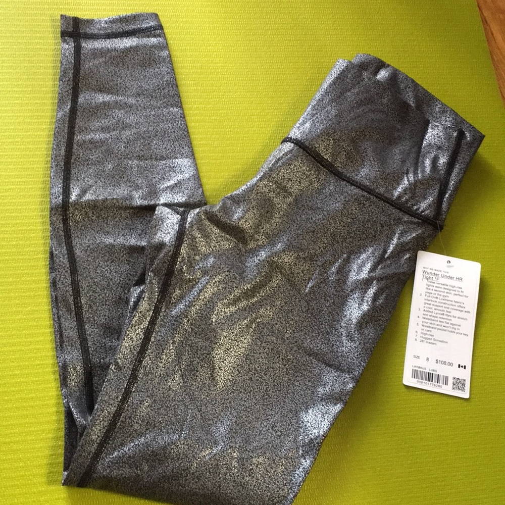 lululemon athletica Metallic Silver Black Leggings